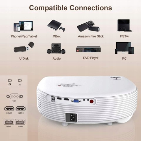 Projektor LED Wimius S4 1080p HD 4K BLUETOOTH MEGA