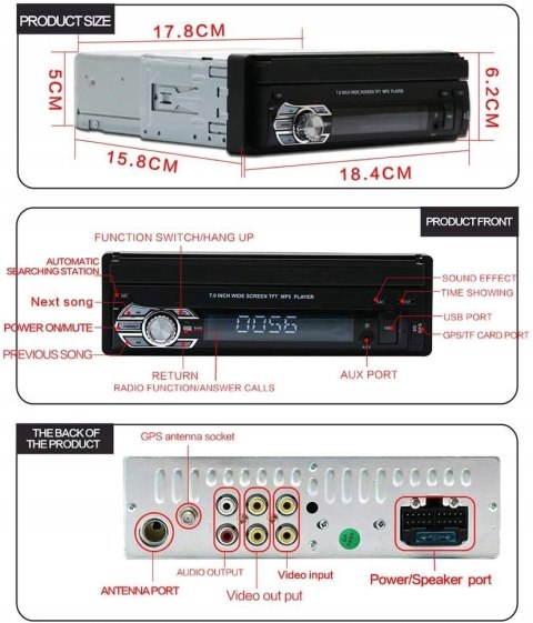RADIO SAMOCHODOWE 1DIN CAR AS008 BT USB MP5 HIT!