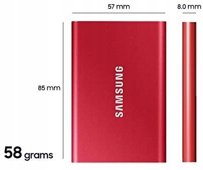 Dysk przenośny SSD Samsung T7 1TB Czerwony GW FV!